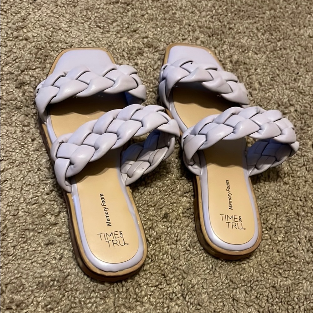 Time and Tru Women's White Braided Sandals